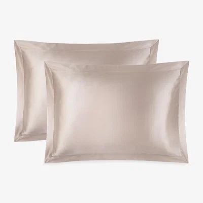 Wolf & Badger Neutrals Lucinda Oxford Set Of Two Silk Works Pillowcases- Caramel | Silk Works London