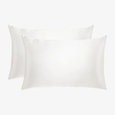 Wolf & Badger White Ivory Mulberry Silk Pillowcase Set Of 2 - King Size Silk Works London