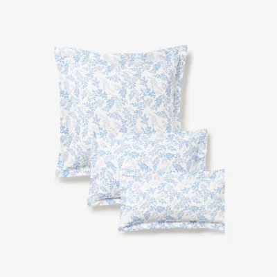 Westwing Leaf Print Pillowcase Pola in Linen-Cotton Blend with Flange