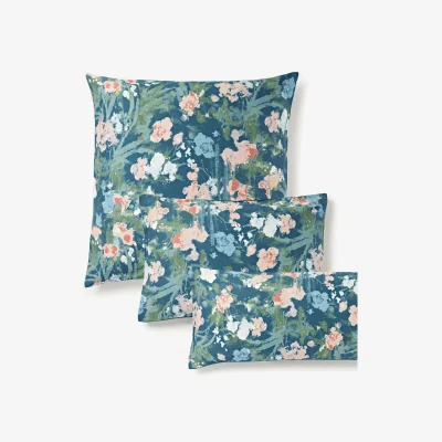 Westwing Cotton Sateen Pillowcase Anthea with Floral Pattern