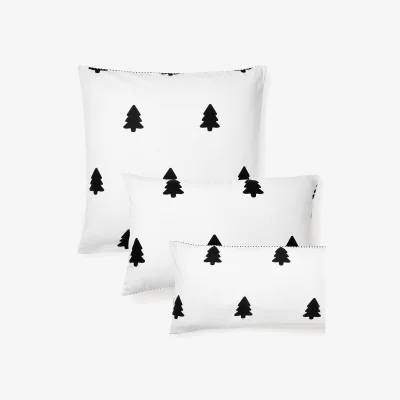 Westwing Reversible Flannel Pillowcase Noan with Christmas Tree Motif