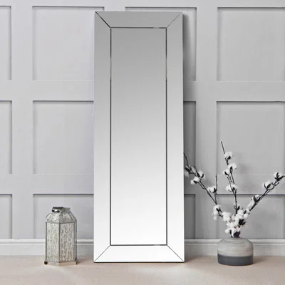 Chiltern Oak Furniture Sofia Large Silver Bevelled Hallway Mirror 50 x 140cm