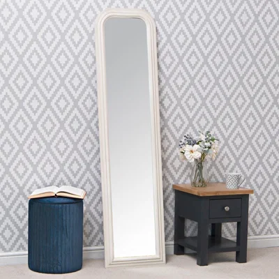 Chiltern Oak Furniture Salzburg White Arched Leaner Hallway Mirror 40 x 160cm