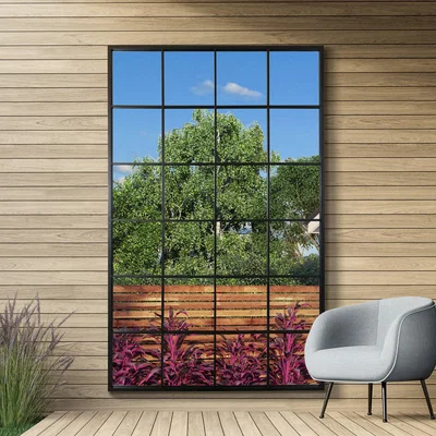 Dunelm Fenestra Modern Window Wide Indoor Outdoor Leaner Wall Mirror Black