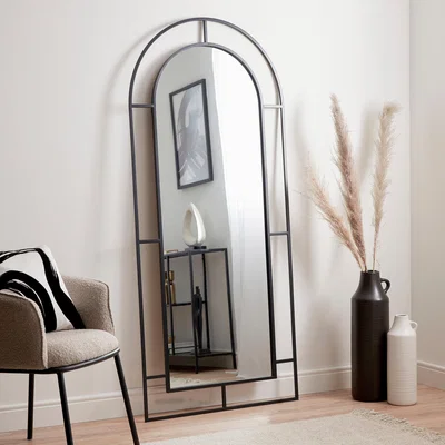 Dunelm Arch Window Full Length Mirror Black