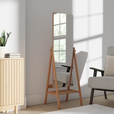 Dunelm Oak Wooden Full Length Mirror with Shelf Brown