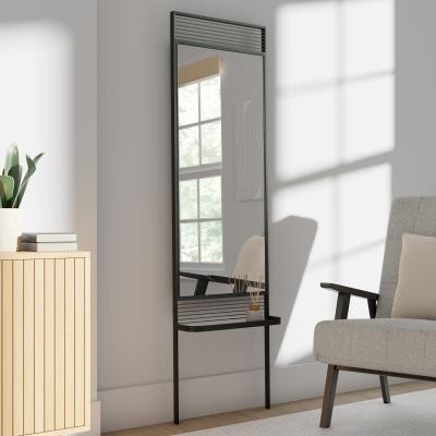 Dunelm Elements Free Standing Mirror with Shelf Black