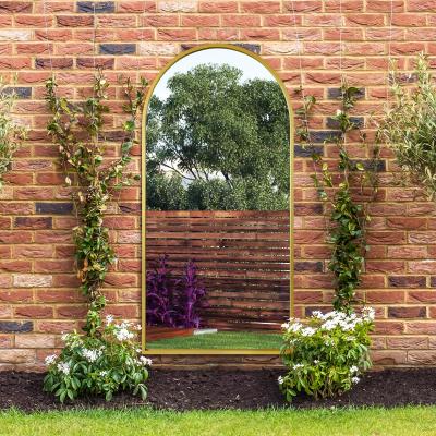 Dunelm Arcus Arched Indoor Outdoor Leaner Wall Mirror Gold