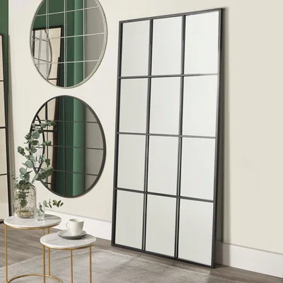 Dunelm 12 Pane Metal Floor Standing Mirror, Dark Grey 100x200cm Dark Grey