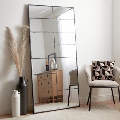 Dunelm Distressed Window Black Leaner Mirror 180cm x 90cm Black