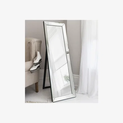 Furniture123 Luna Cheval Rectangle Mirror with Mirrored Frame - Caspian House