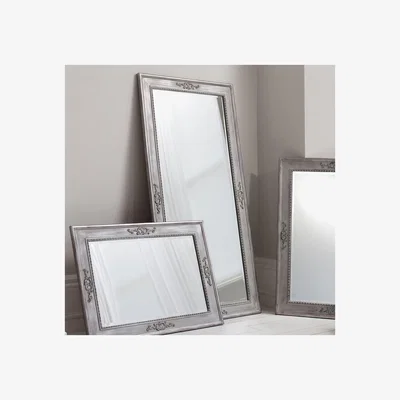Furniture123 Ellesmere Carved Large Floor Standing Mirror in Grey - Caspian House