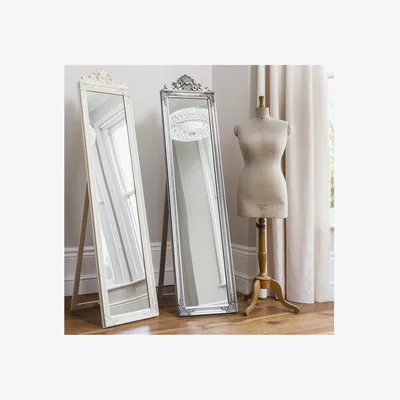 Furniture123 Wood Cheval Freestanding White Mirror - Caspian House