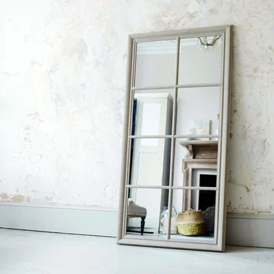 Graham & Green Taupe Window Pane Wall Mirror