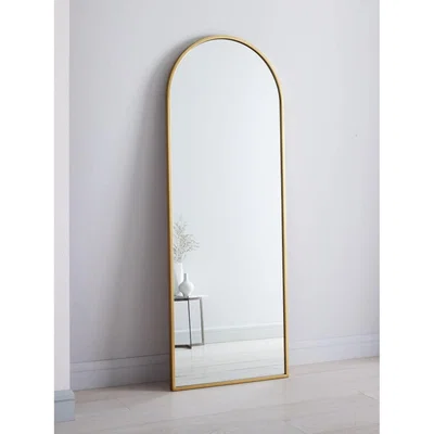 John Lewis west elm Arched Metal Frame Floor/Leaner Mirror, 188 x 71cm, Antique Brass