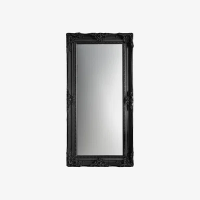 Perch and Parrow Baroque Leaner Mirror in Black