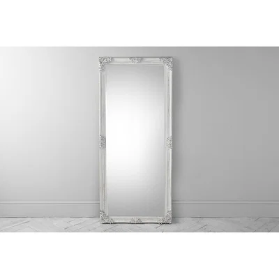 Perch and Parrow Jeffrey Standing Mirror in Antique White