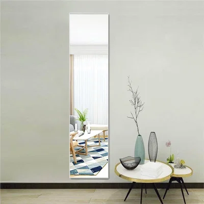 The Range Modern Simple Metal Frame Full Length Over Door Mirror - White