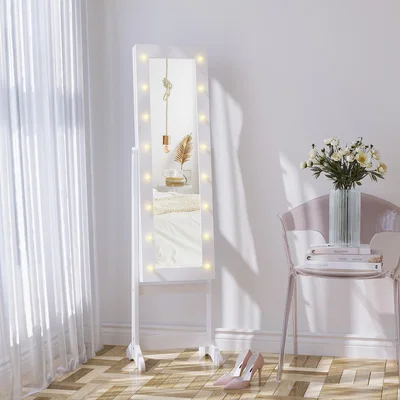 The Range Free Standing LED Mirrored Jewelry Cabinet  - White