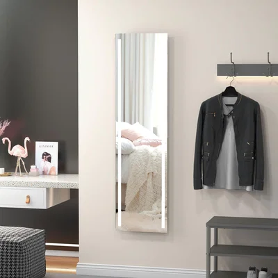The Range Full Length Mirror with Lights, Dimmable Wall Mounted Hanging Mirror - White