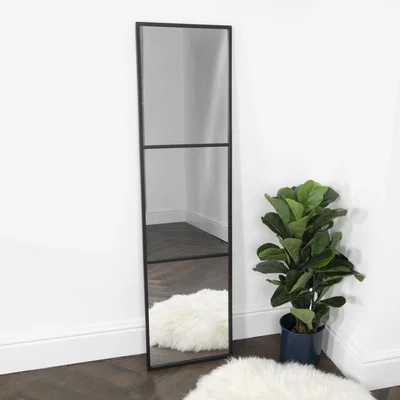The Range Black Window Style Floor Standing Mirror - Black
