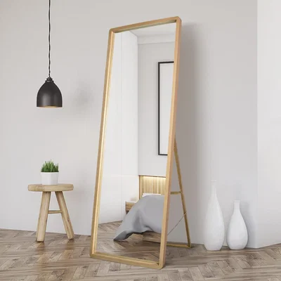 The Range Solid Oak Rounded Corner Cheval Mirror - Brown