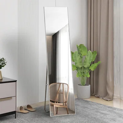 The Range Full Length Dressing Floor Mirror Wall Mounted Free Standing - Silvery