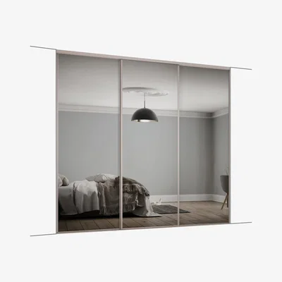 The Range Spacepro Frame Mirror 610MM Classic Sliding Door Kit - Cashmere/Mirror / 3