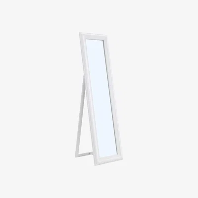 The Range Modern Wood Beveled Elegant Black Floor Mirror - White