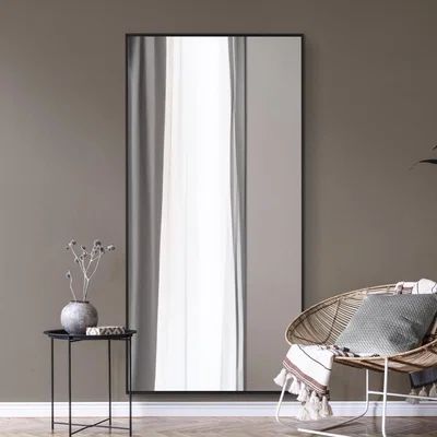 The Range Artus Aluminium Edged Wall Leaner Mirror - Black / 200cm