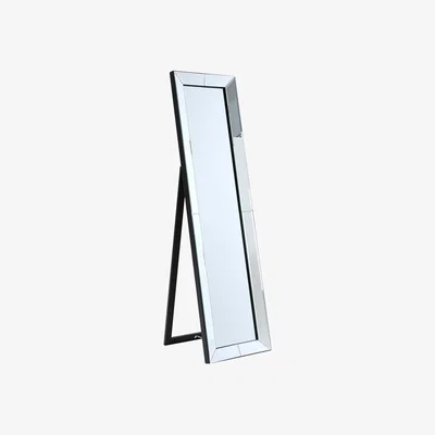The Range Modern Chrome Beveled Floor Mirror - Silver