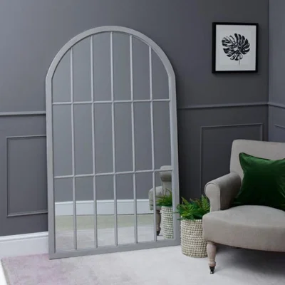 Woods Furniture Fleur Large Arched Framed Mirror Grey