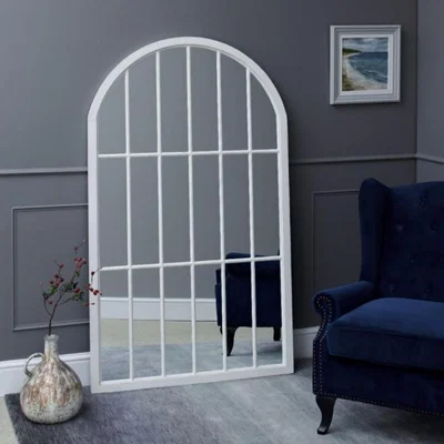 Woods Furniture Fleur Large Arched Framed Mirror White