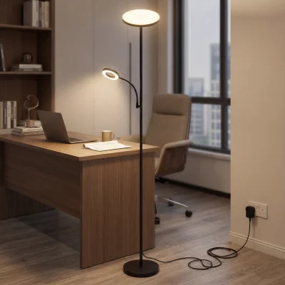 The Range Emitto Mother  Child Floor Lamp Uplighter Adjustable Reading Light Remote - Black