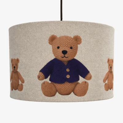 The Range CGC BLAKE 30cm Oatmeal Linen Blue Teddy Bear Children's Lamp Shade - Blue