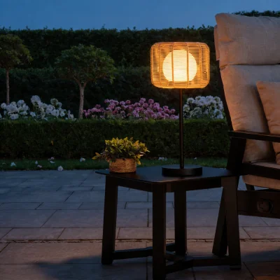 Atkin & Thyme Toscana Rechargeable Rattan Table Lamp 