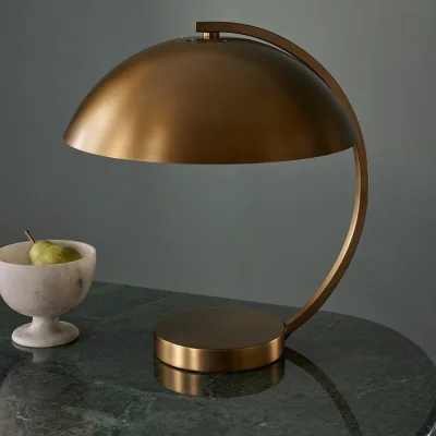 Atkin & Thyme Penny Desk Lamp in Antique Brass Finish