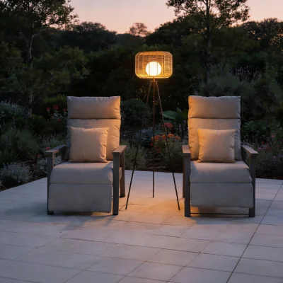 Atkin & Thyme Toscana Rechargeable Rattan Floor Lamp - 1.5m