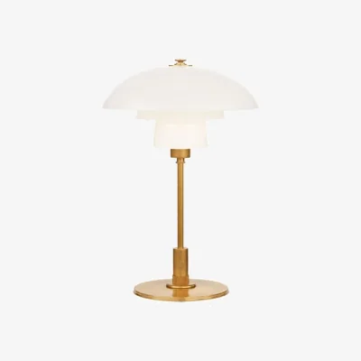 Andrew Martin Whitman Table Lamp White, Desk Lamp, Antique Brass/White - Andrew Martin