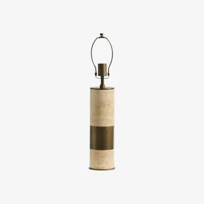 Andrew Martin Aura Table Lamp, Travertine & Burnished Brass, Light - Andrew Martin