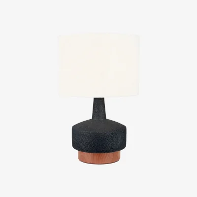 Arighi Bianchi Wood Effect Textured Ceramic Table Lamp, Black