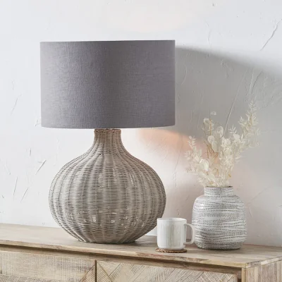 Arighi Bianchi Grey Wash Rattan Table Lamp