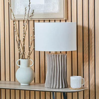 Arighi Bianchi Taupe Pleated Ceramic Table Lamp Base