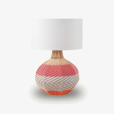 Arighi Bianchi Large Rattan Table Lamp, Pink