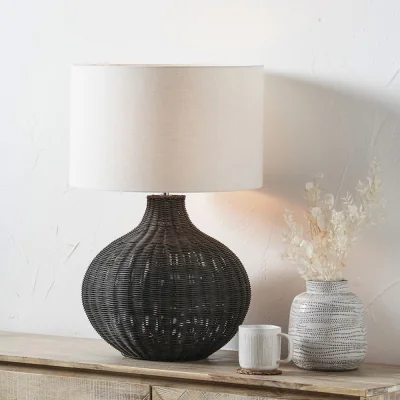 Arighi Bianchi Black Rattan Table Lamp