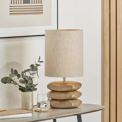 Arighi Bianchi Natural Mango Wood 3 Pebble Table Lamp