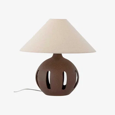 Barker and Stonehouse ROUND SLOTTED TABLE LAMP, Brown Ceramic | Barker & Stonehouse