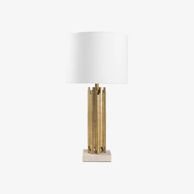 Barker and Stonehouse Gold Travertine Base Table Lamp Ceramic | Barker & Stonehouse
