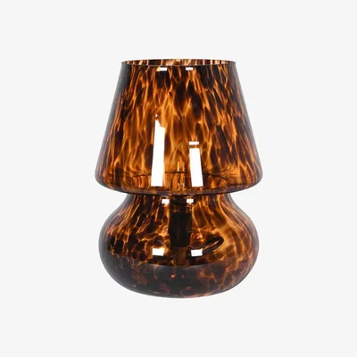 Barker and Stonehouse Tortoise Print Mushroom Table Lamp, Brown Glass | Barker & Stonehouse