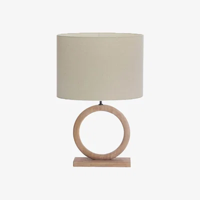 Barker and Stonehouse Oversized Wooden Circle Table Lamp, Neutral | Barker & Stonehouse